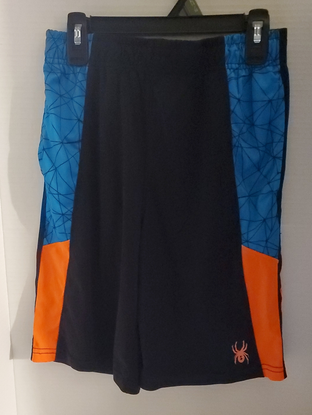 Spyder Boys Athletic Shorts - Black with Blue & Orange Panels Size L